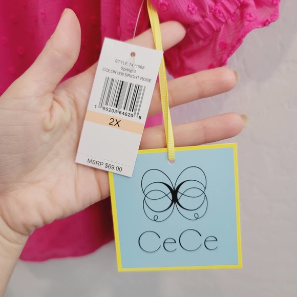 NWT CeCe Bright Rose Swiss Dots Blouse Top Women's Size 2X - Picture 4 of 13